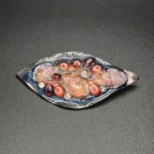 VTG Beryl Sheldon Signed MCM Copper Enamel Fused Glass Brooch Pin
